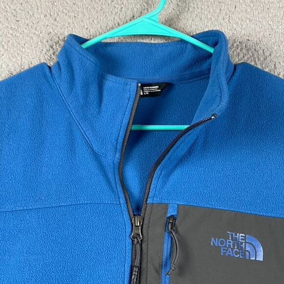 The North Face 1/4 Zip Pullover Fleece Sweater Men's Large Blue Pocket Outdoors - Picture 3 of 9